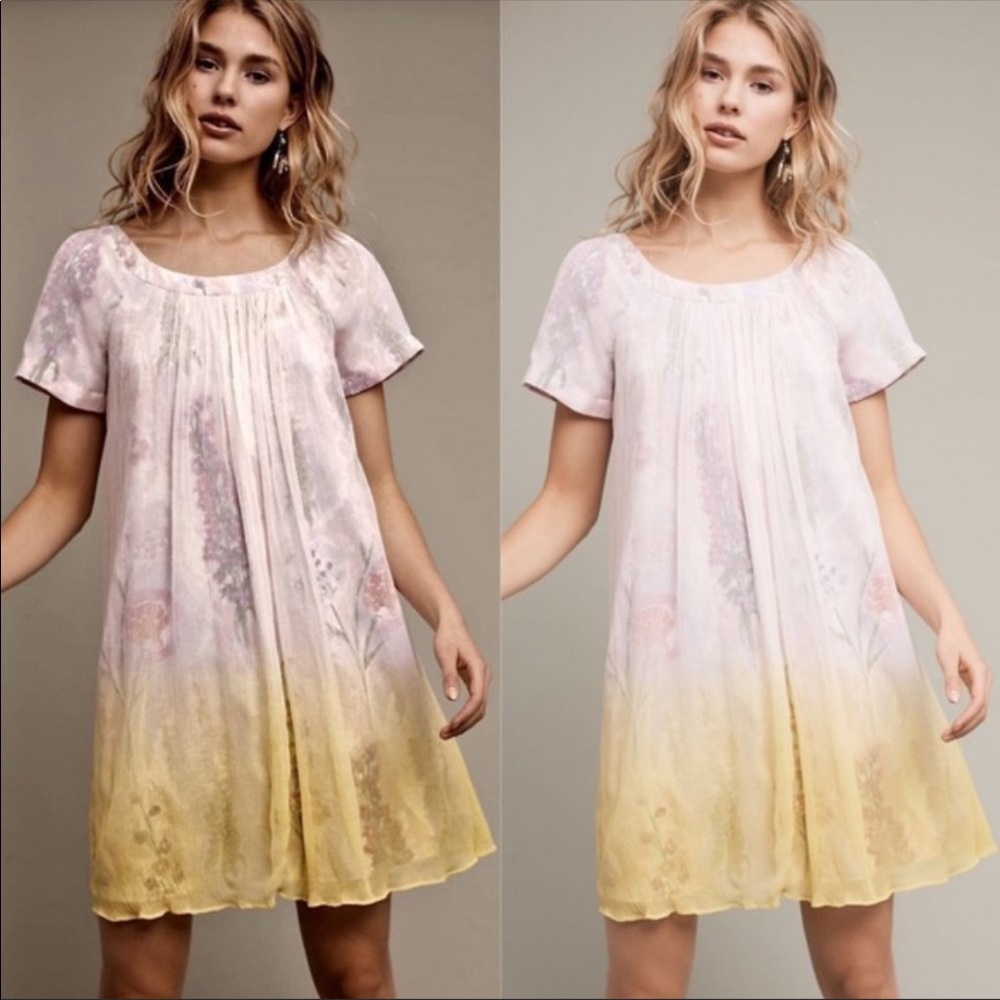 Anthropologie Pale Pink to Yellow Ombre Midi Dress